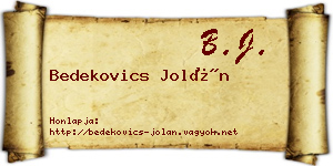 Bedekovics Jolán névjegykártya